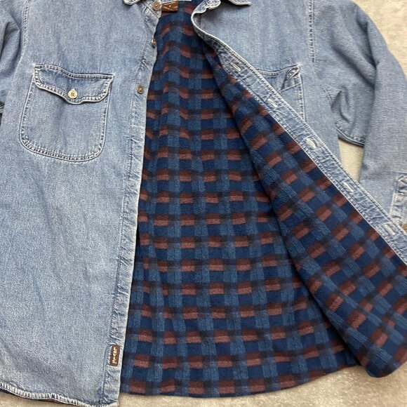 Levi's Blanket Lined Shirt Jacket Mens M Denim Button Up Fleece Barn Chore Coat - Picture 5 of 11